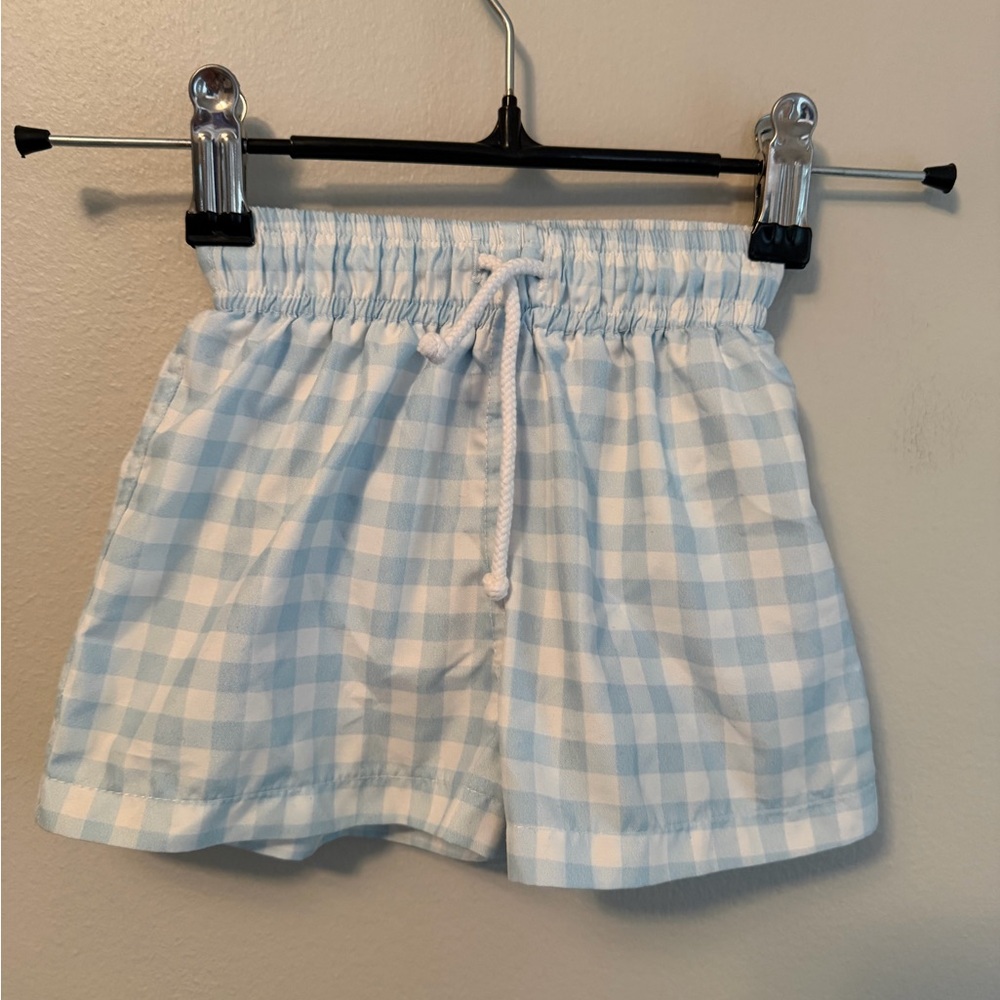 Sal & Pimenta Blue Gingham Swim Trunks